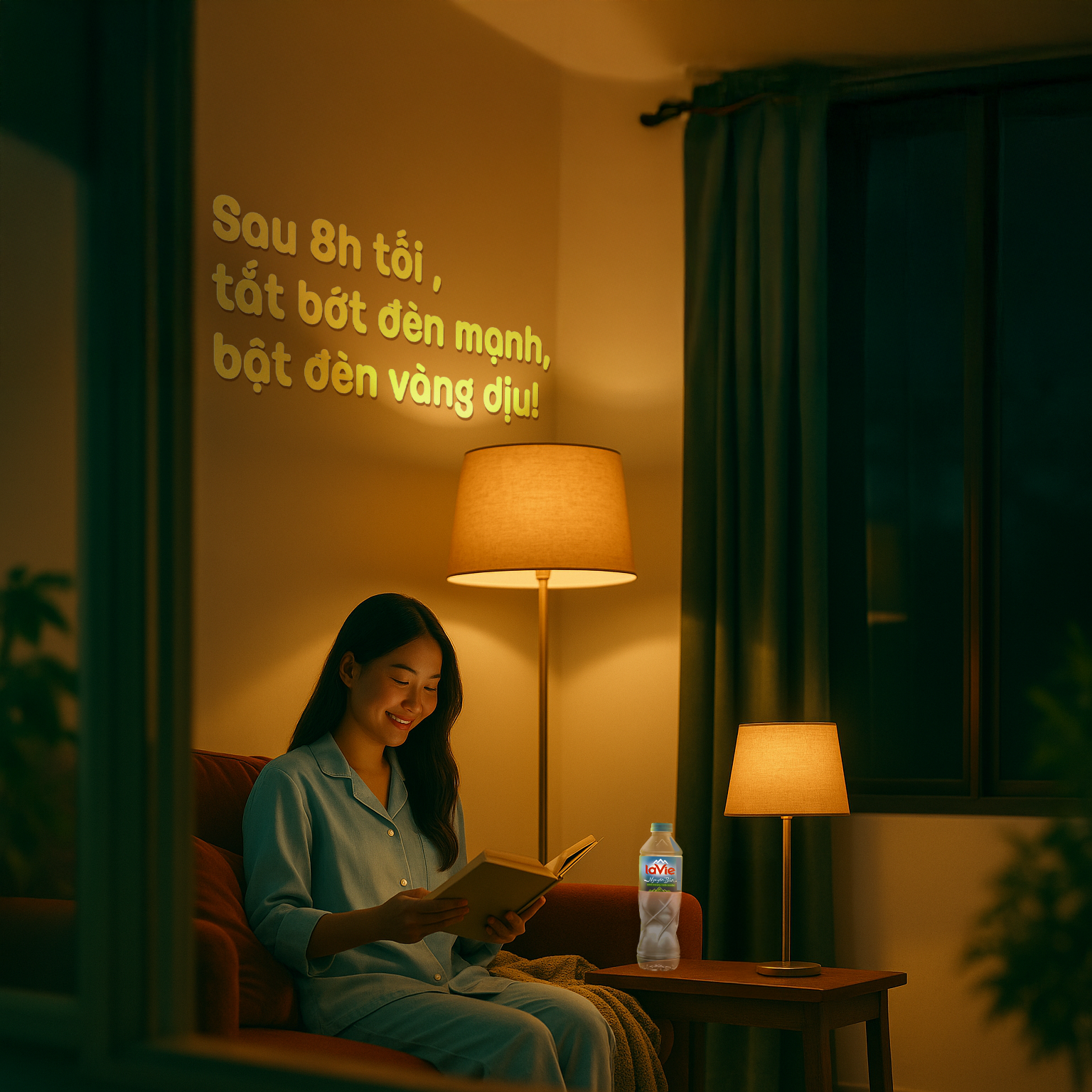 Sau 8h tối , tắt bớt đèn mạnh, bật đèn vàng dịu!