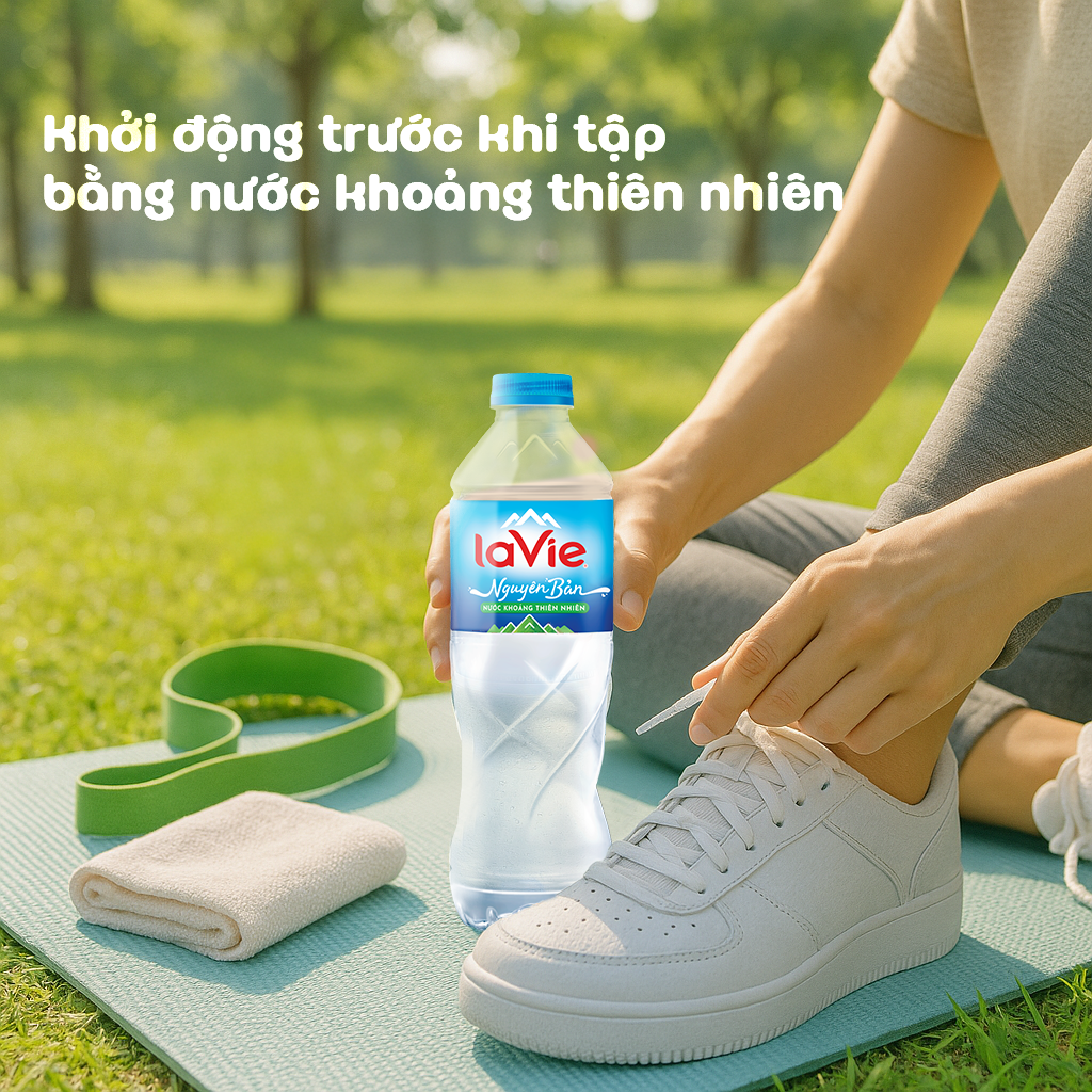 Khởi động trước khi tập bằng nước khoáng thiên nhiên