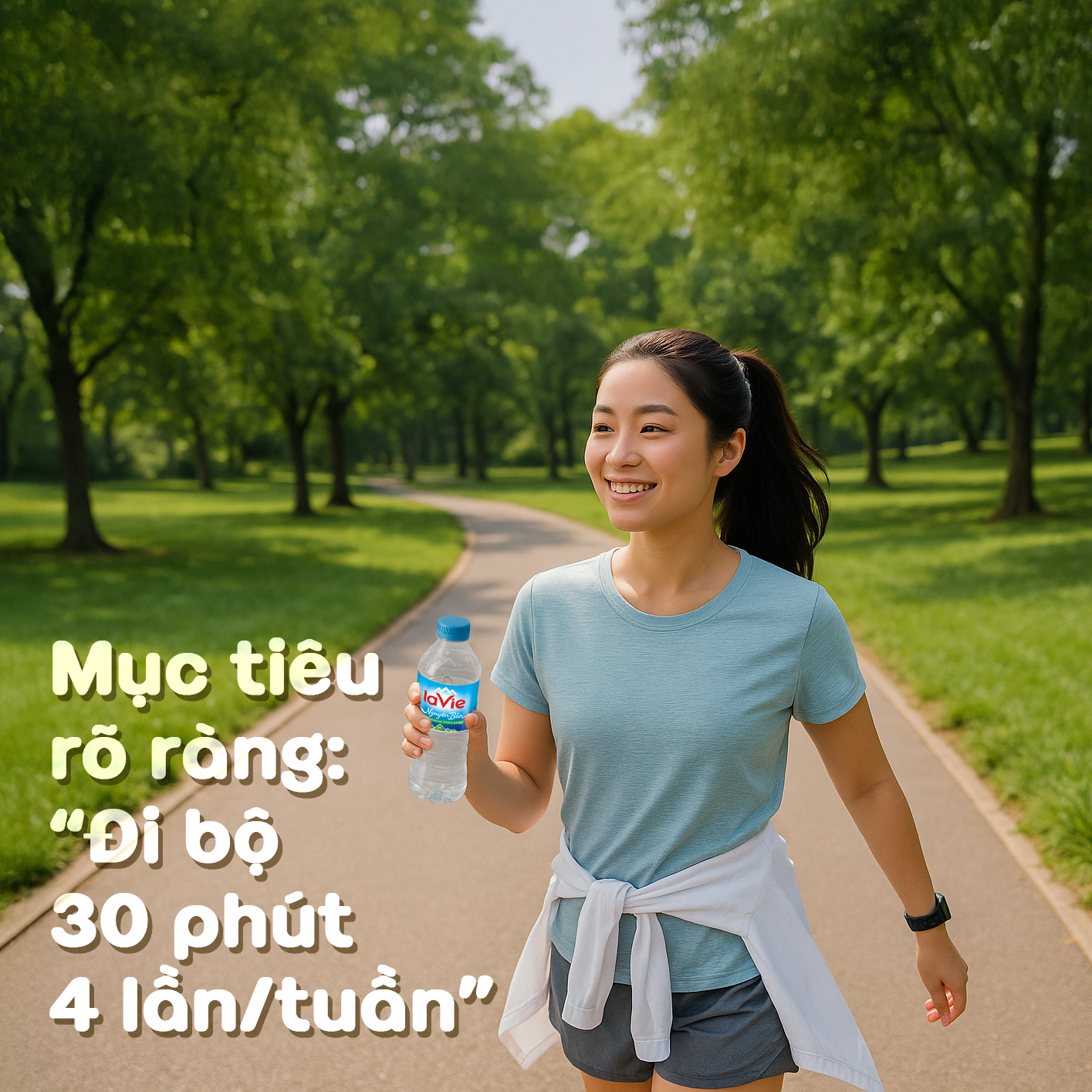 Mục tiêu rõ ràng: “Đi bộ 30 phút 4 lần/tuần” 