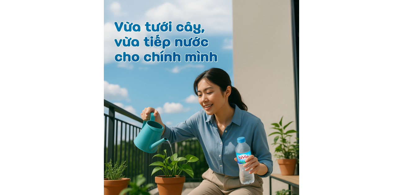 Vừa tưới cây, vừa tiếp nước cho chính mình