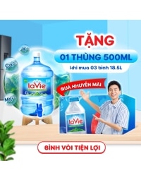 [Chỉ KH mới] Mua 3 Bình Nước Khoáng Thiên Nhiên La Vie CÓ VÒI tặng 1 Thùng La Vie 500ml