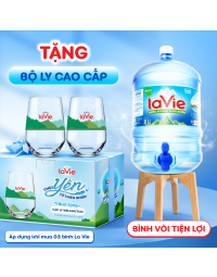 [Chỉ KH mới] Mua 3 Bình Nước Khoáng Thiên Nhiên La Vie CÓ VÒI tặng 1 Bộ ly La Vie cao cấp  