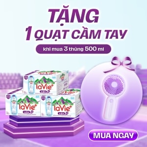 Combo 3 Thùng La Vie+ Kiềm có khoáng thiên Nhiên 500ml TẶNG 1 QUẠT CẦM TAY