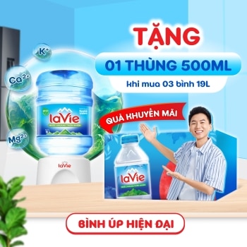 [Chỉ KH mới] Mua 3 Bình Nước Khoáng Thiên Nhiên La Vie ÚP tặng 1 Thùng La Vie 500ml