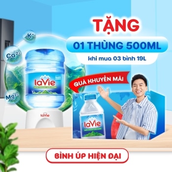 [Chỉ KH mới] Mua 3 Bình Nước Khoáng Thiên Nhiên La Vie ÚP tặng 1 thùng La Vie 500ml 