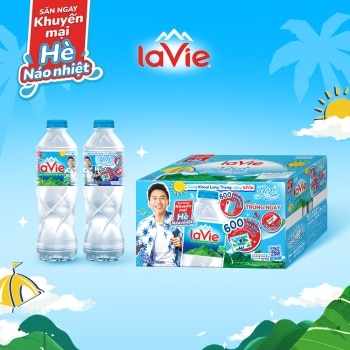 Nước khoáng thiên nhiên LaVie 500ml - Phiên bản Hè Náo nhiệt (24 chai/thùng) - miền Bắc