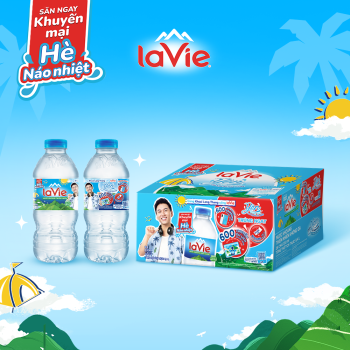 Nước khoáng thiên nhiên LaVie 350ml - Phiên bản Hè Náo nhiệt (24 chai/thùng) - miền Bắc