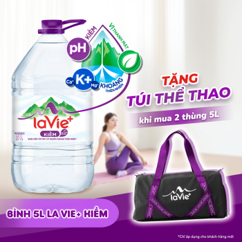 [Chỉ KH mới] Mua 2 thùng Nước La Vie + Kiềm 5L tặng 1 Túi thể thao