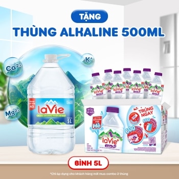 [Chỉ KH mới] Mua 2 thùng Nước Khoáng Thiên Nhiên La Vie 5L tặng 1 Thùng 500ml La Vie+ kiềm