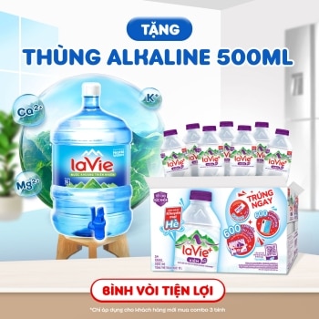 [Chỉ KH mới] Mua 3 Bình Nước Khoáng Thiên Nhiên La Vie CÓ VÒI tặng 1 Thùng 500ml La Vie+ kiềm