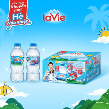 Nước khoáng thiên nhiên LaVie 350ml - Phiên bản Hè Náo nhiệt (24 chai/thùng) - miền Nam