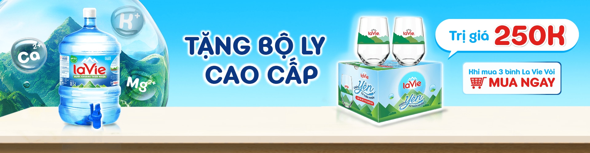 mua 3 bình lớn Lavie tặng bộ ly cao cấp